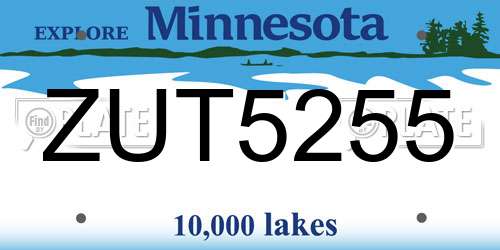 ZUT5255 Minnesota License Plate