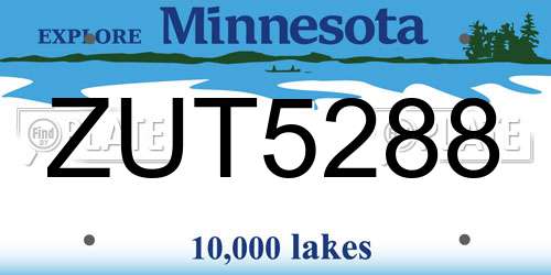 ZUT5288 Minnesota License Plate
