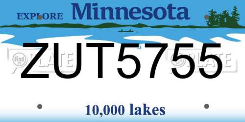 ZUT5755 Minnesota License Plate