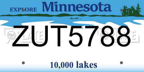 ZUT5788 Minnesota License Plate