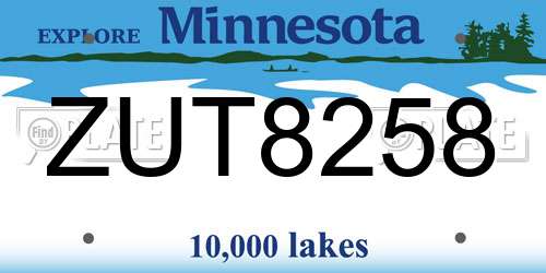 ZUT8258 Minnesota License Plate