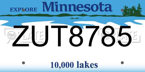 ZUT8785 Minnesota License Plate