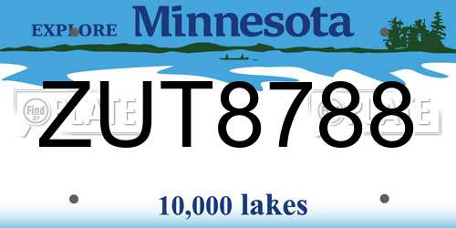 ZUT8788 Minnesota License Plate