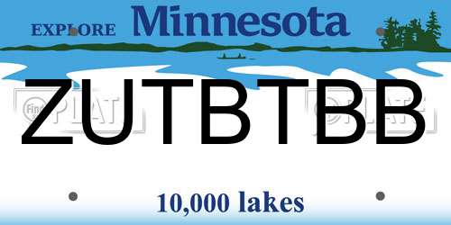ZUTBTBB Minnesota License Plate