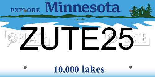 ZUTE25 Minnesota License Plate