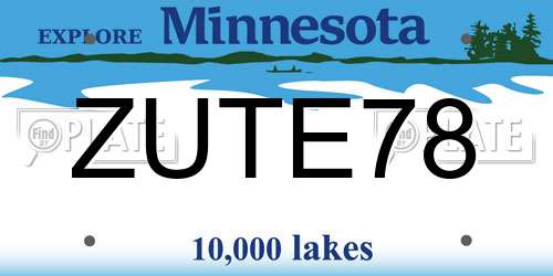 ZUTE78 Minnesota License Plate