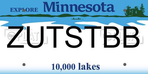 ZUTSTBB Minnesota License Plate