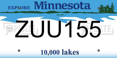 ZUU155 Minnesota License Plate