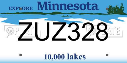 ZUZ328 Minnesota License Plate
