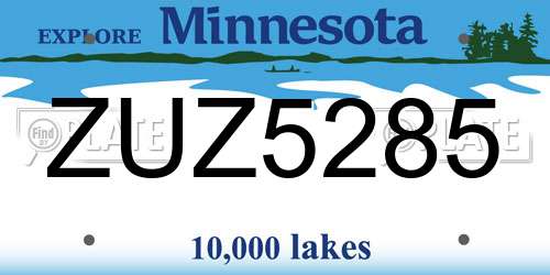 ZUZ5285 Minnesota License Plate