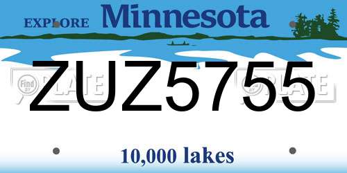 ZUZ5755 Minnesota License Plate