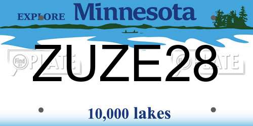 ZUZE28 Minnesota License Plate