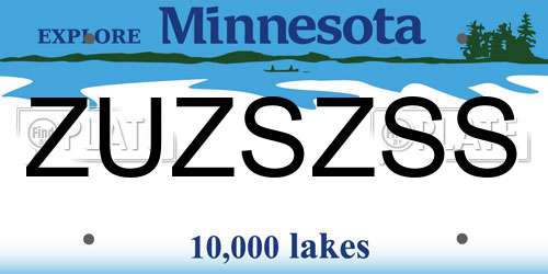 ZUZSZSS Minnesota License Plate