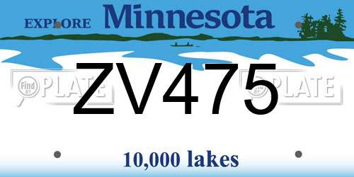 ZV475 Minnesota License Plate