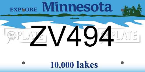 ZV494 Minnesota License Plate