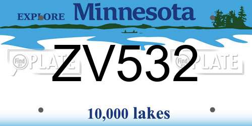 ZV532 Minnesota License Plate