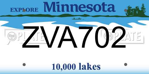 ZVA702 Minnesota License Plate