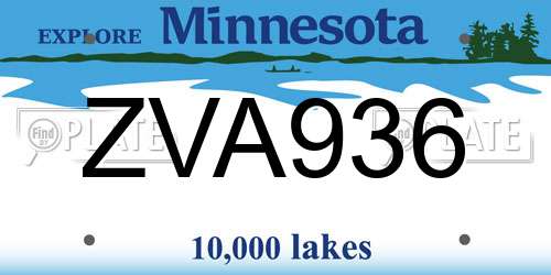 ZVA936 Minnesota License Plate