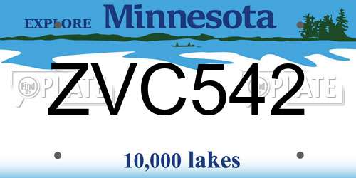 ZVC542 Minnesota License Plate