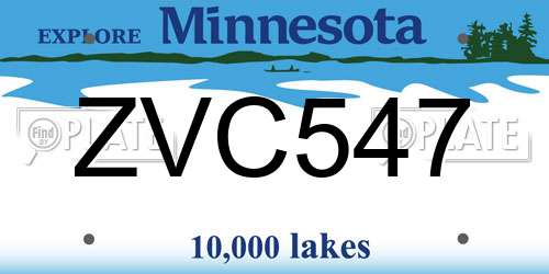 ZVC547 Minnesota License Plate