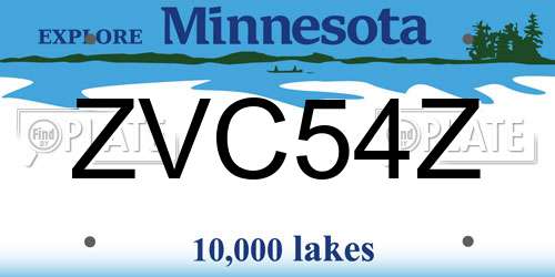 ZVC54Z Minnesota License Plate