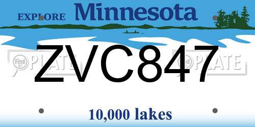 ZVC847 Minnesota License Plate