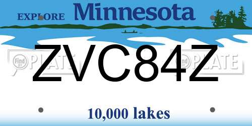 ZVC84Z Minnesota License Plate