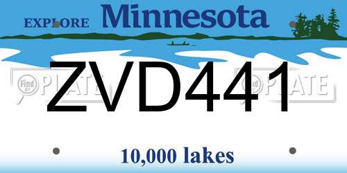 ZVD441 Minnesota License Plate