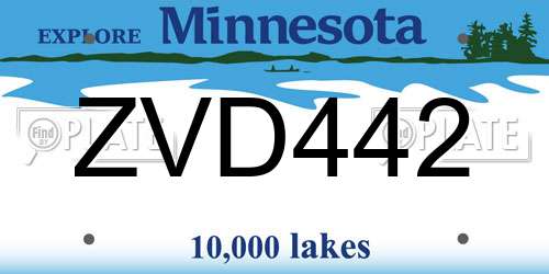 ZVD442 Minnesota License Plate