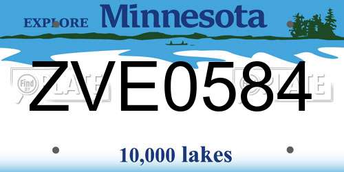 ZVE0584 Minnesota License Plate
