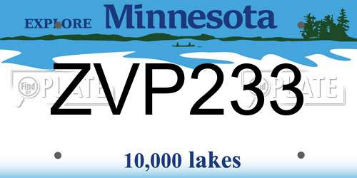 ZVP233 Minnesota License Plate