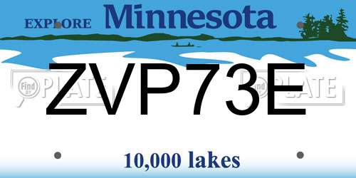 ZVP73E Minnesota License Plate