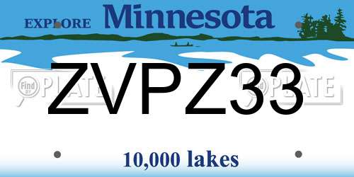 ZVPZ33 Minnesota License Plate