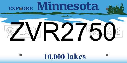 ZVR2750 Minnesota License Plate