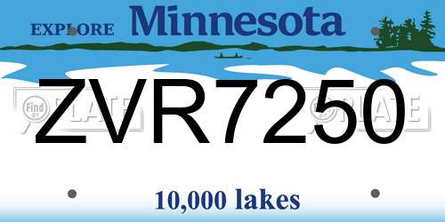ZVR7250 Minnesota License Plate