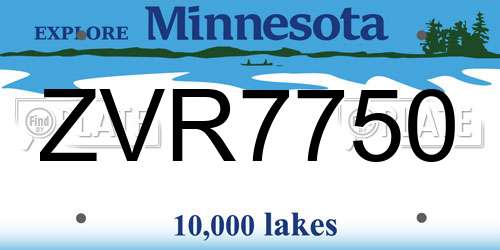 ZVR7750 Minnesota License Plate