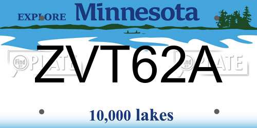 ZVT62A Minnesota License Plate