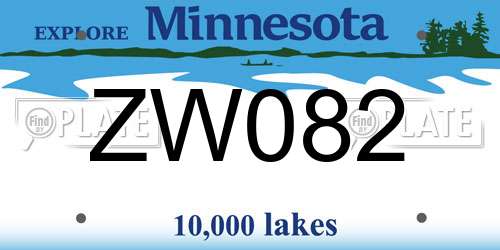 ZW082 Minnesota License Plate