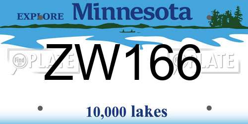 ZW166 Minnesota License Plate