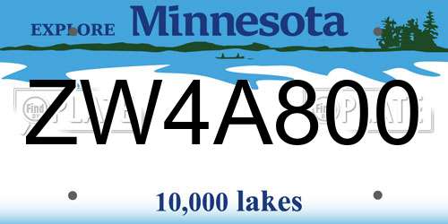 ZW4A800 Minnesota License Plate