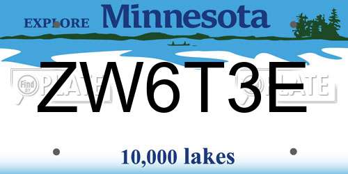 ZW6T3E Minnesota License Plate