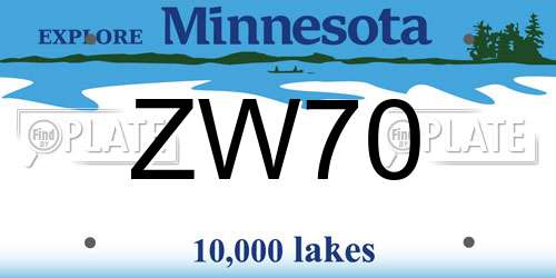 ZW70 Minnesota License Plate