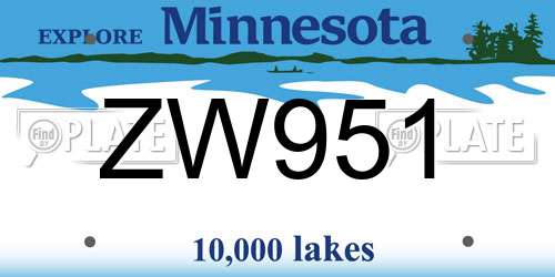 ZW951 Minnesota License Plate