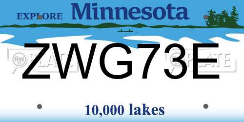 ZWG73E Minnesota License Plate