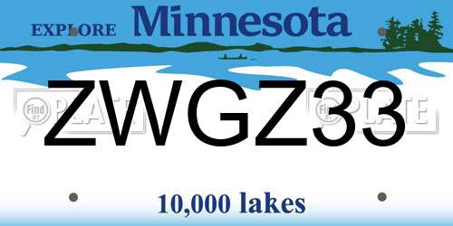 ZWGZ33 Minnesota License Plate