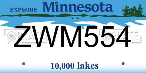 ZWM554 Minnesota License Plate