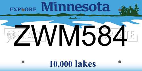 ZWM584 Minnesota License Plate