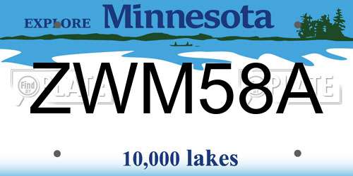 ZWM58A Minnesota License Plate