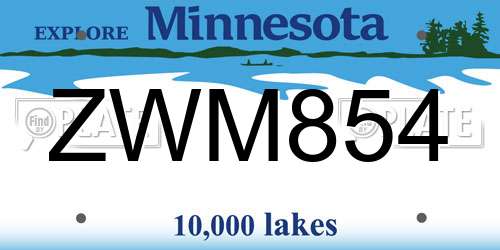 ZWM854 Minnesota License Plate