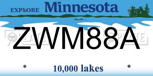ZWM88A Minnesota License Plate